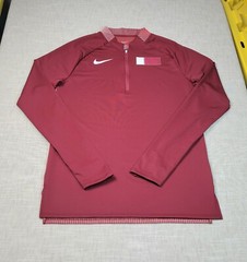 NIKE Pro Elite Qatar Drill Top 1/4 Zip Medium Men Maroon White Track & Field USA