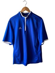 Adidas Men’s Size S Blue With White Trim Quarter Zip Soccer Top