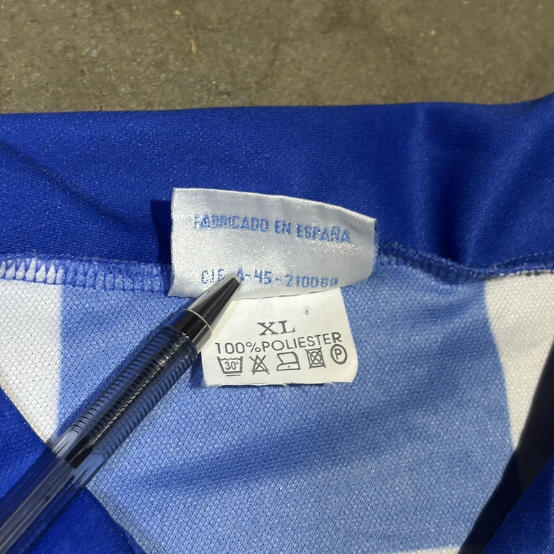 Vintage Joma Baco Blue/White Striped Collared jersey #2 Men's XL Futbol Soccer gallery