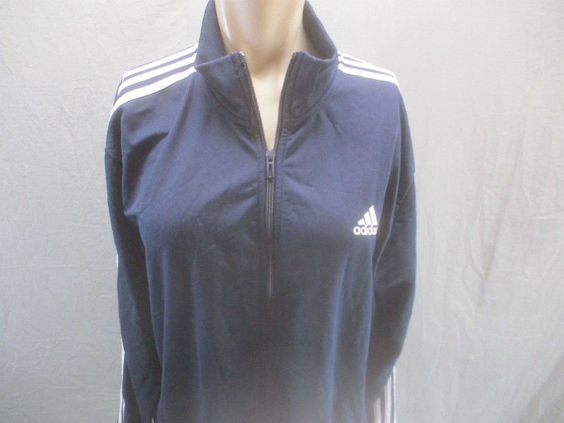 Adidas Size L Mens Blue 1/2 Zip Neck Long Sleeve Logo Activewear Pull Over 242 gallery