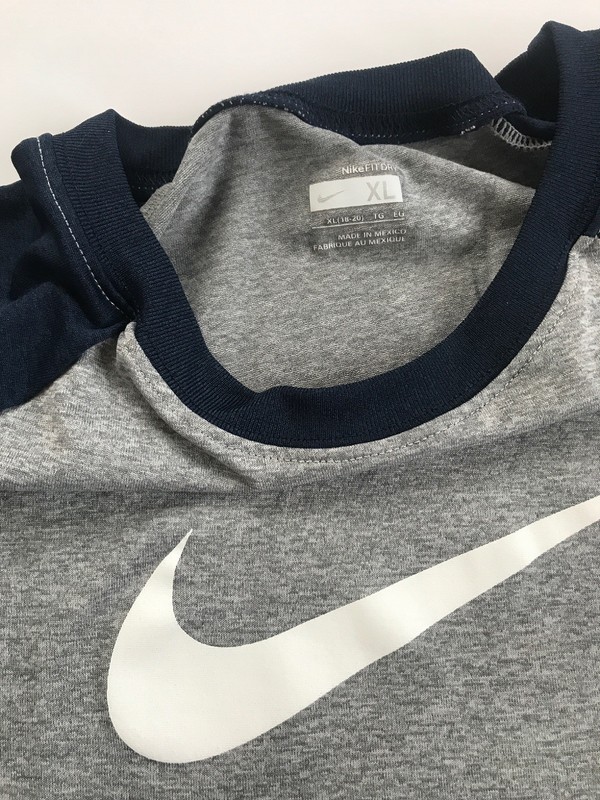 EUC Nike Fit Dry Mens XL Athletic Shirt T-shirt Grey Blue Short Sleeved 18-20 gallery