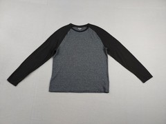 Old Navy Men Athletic Top M Black Gray Crew Neck Long Raglan Sleeve Logo Active