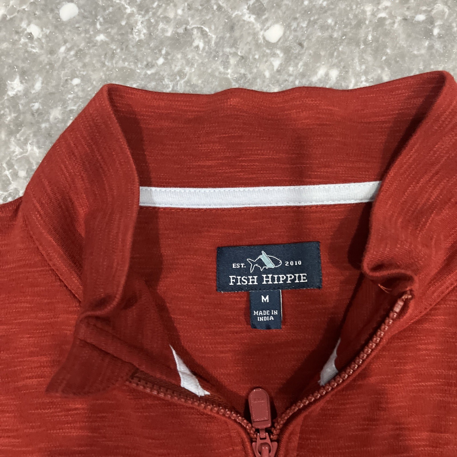 Fish Hippie Shirt Mens 1/4 Zip Pullover M Red gallery