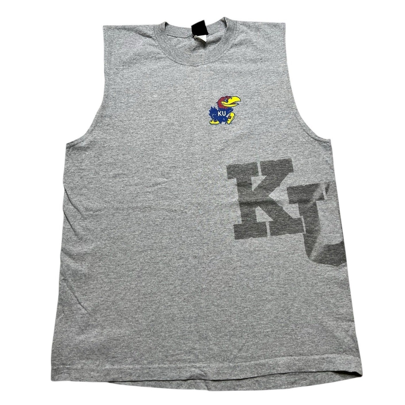 Starter Sleeveless T-Shirt Mens Large Gray Kansas Jayhawks KU Vintage 90s USA gallery
