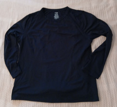 Danskin Now Black Fitted Male/Uni TOP 2X (18W-20W) Air Panel Sides Long Sleeved