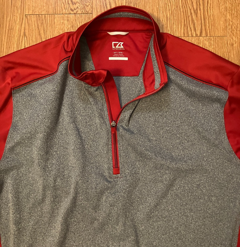 Cutter & Buck Replay Men 2XT Quarter Zip Half Zip Pullover Red Grey DryTec 50+ gallery
