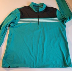 EUC Men’s Adidas Climacool 1/4 Zip teal Polyester Warm Up Jacket Sz 2XL