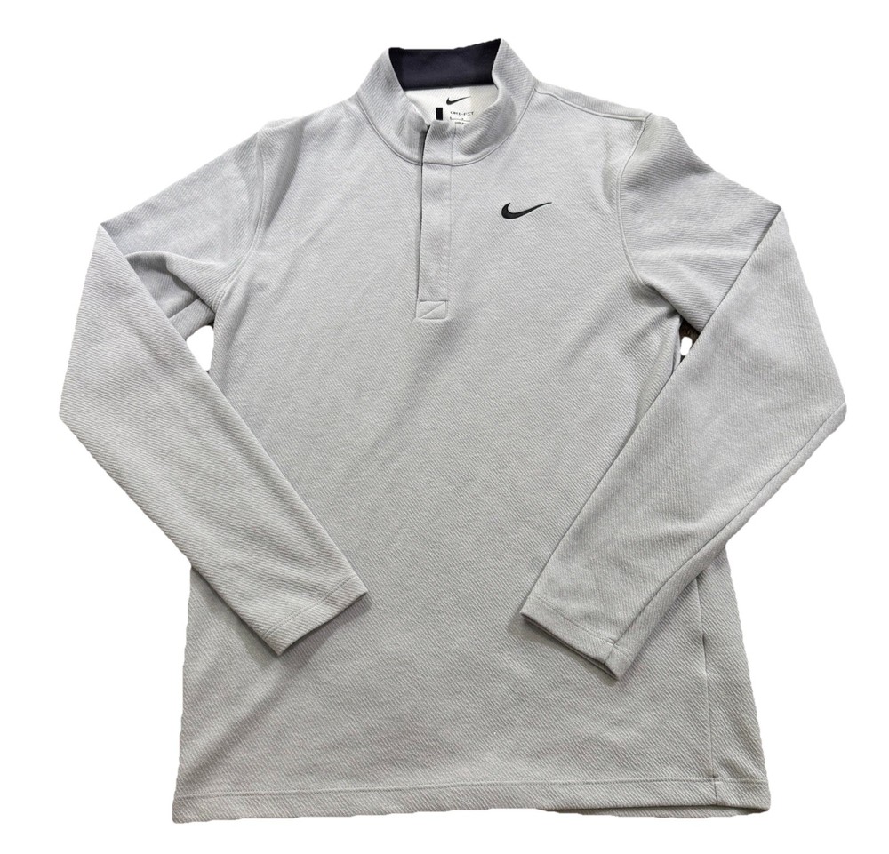 Nike Dri-FIT Golf Pullover Gray Black 1/4 Zip Long Sleeve Men's Athleisure S
