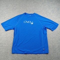 O’Neill Shirt Mens Large Blue Nylon Stretch Short Sleeve Rashguard Swim Top