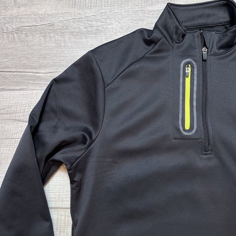 Callaway Black/Chartreuse 1/4 Zip Thermal Poly Golf Pullover Men's Size Medium gallery