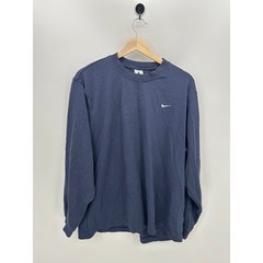 Nike Solo Swoosh Long Sleeve Shirt Men Large Blue Thick Cotton Activewear