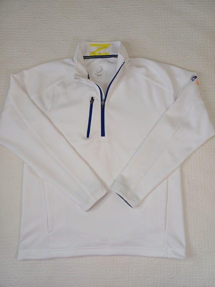 Zero Restriction Whit 1/4 Zip Golf Pullover Sweater Mens Medium Zip Pockets Logo