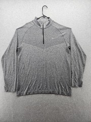 Nike Dri-FIT Shirt Mens 2XL Gray Quarter Zip Long Sleeve Running Pullover