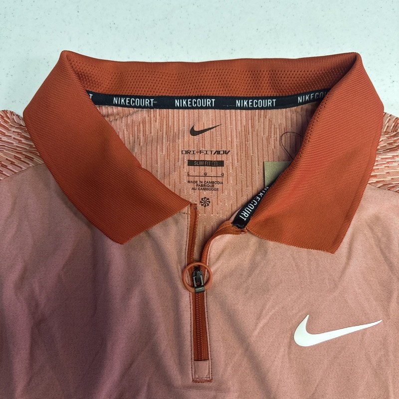 Nike Court Men's Dri-Fit Slam tennis Polo top Orange FD5244-606 Size LARGE gallery