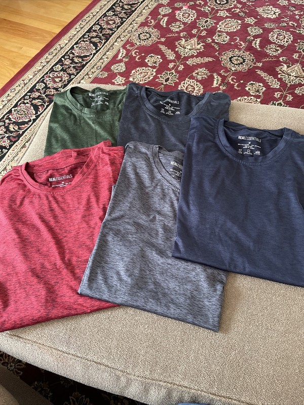 REAL ESSENTIALS Men's Dri-Fit Short Sleeve T-Shirt Pack of 5 Size Medium (Wi1) gallery