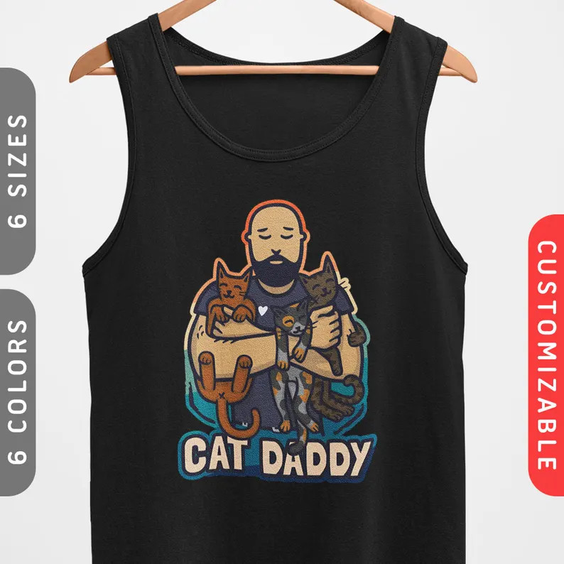 Personalized Custom Cat Dad Tank Top gallery