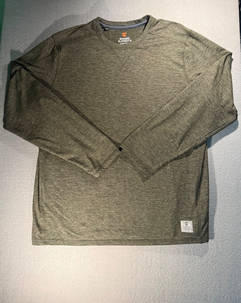 Rugged Elements Men's Long Sleeve Crew Neck Shirt Large Olive Green