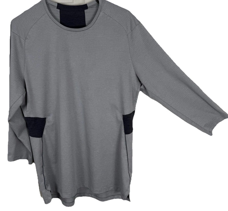 Lululemon Shirt Mens Large Gray Fast free 3/4 Sleeve Athletic Lightweight Gym gallery