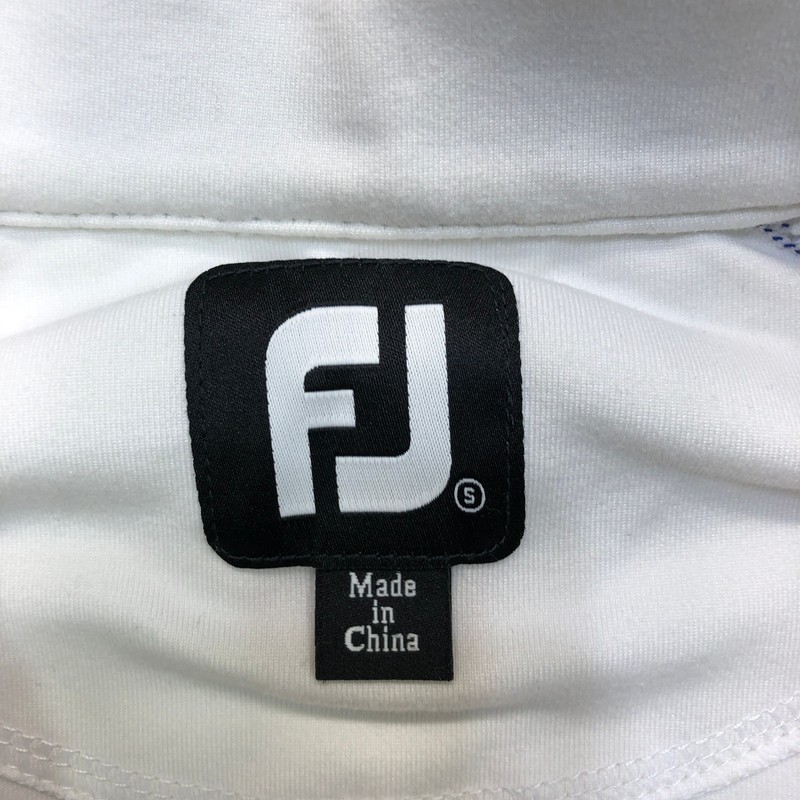 Footjoy FJ Pullover Men's Small White Blue Quarter Zip Golf Performance Logo gallery