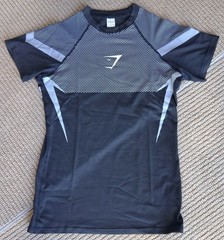 GS ONYX Men’s Graphic Compression Muscle Gym Workout T-Shirt L Blk/Gry/Wht BNWOT