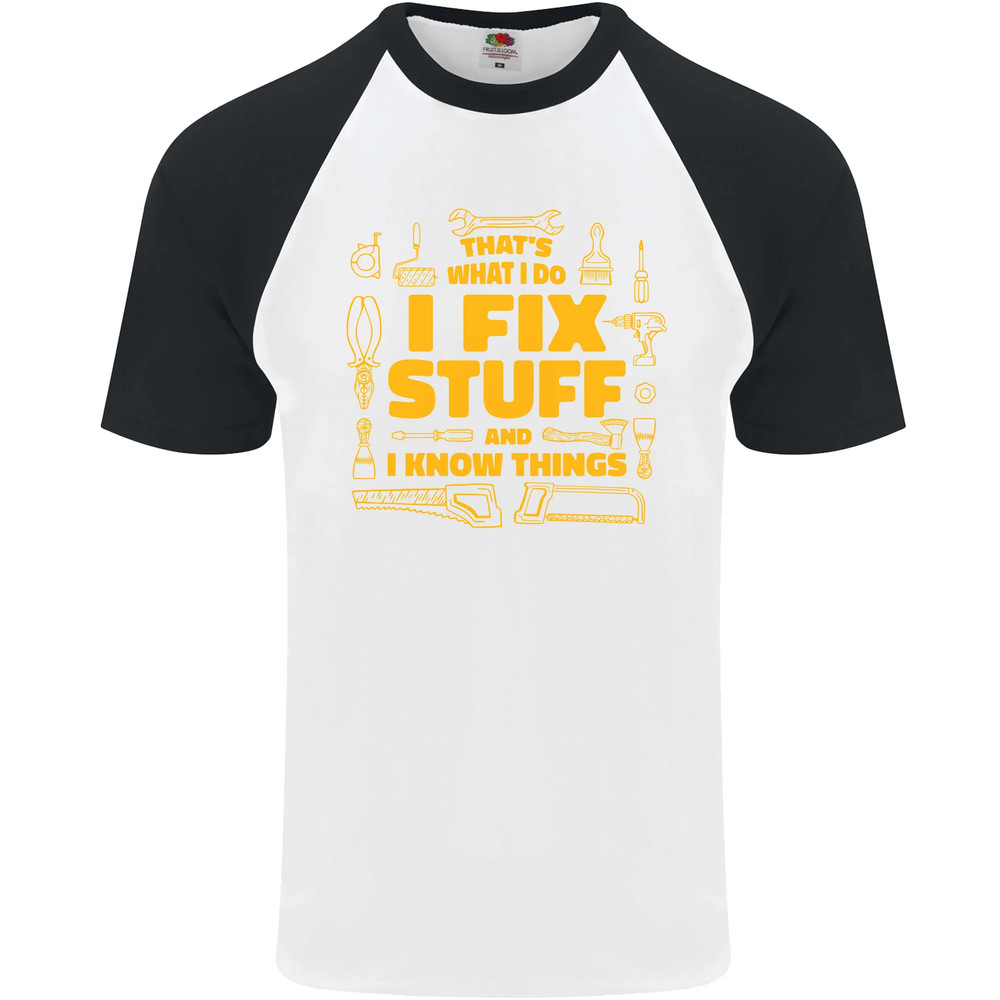 I Fix Stuff Funny Carpenter DIY Tradesman Mens S/s Baseball T-Shirt