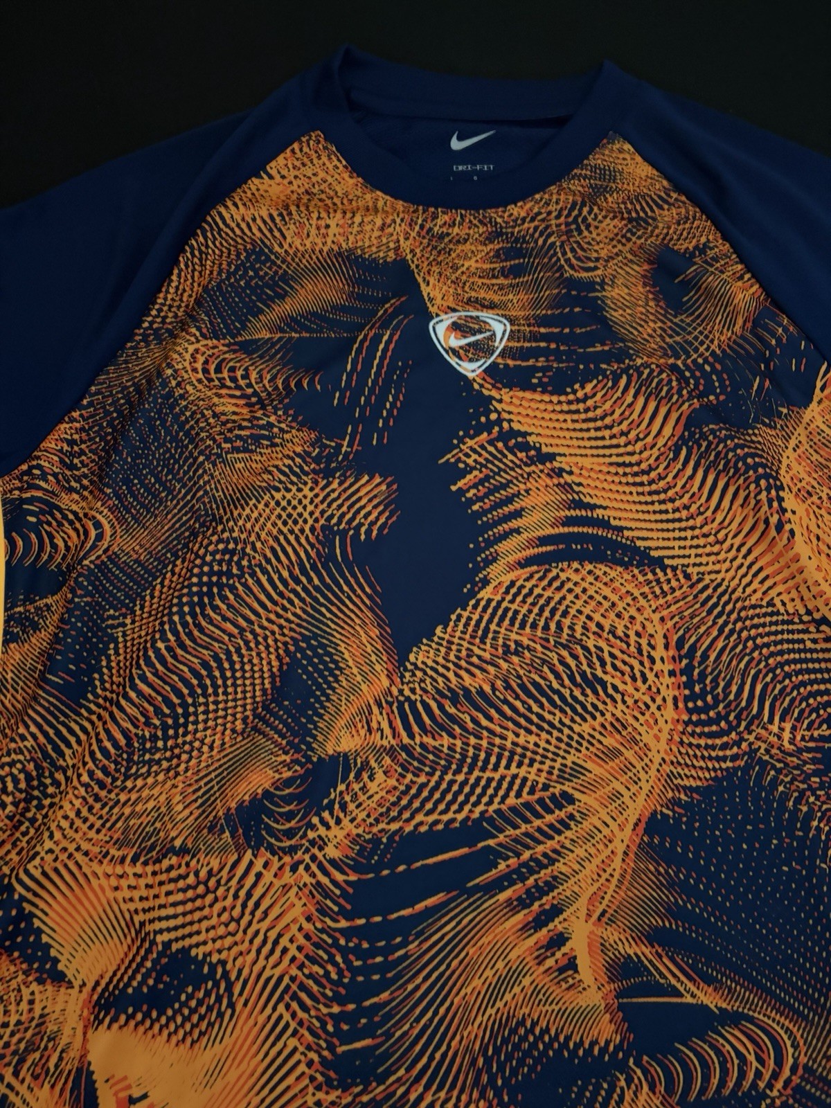 Nike Air Dri-Fit Short Sleeve Blue/ Orange Soccer Jersey MenSz XL New HV1824-494 gallery