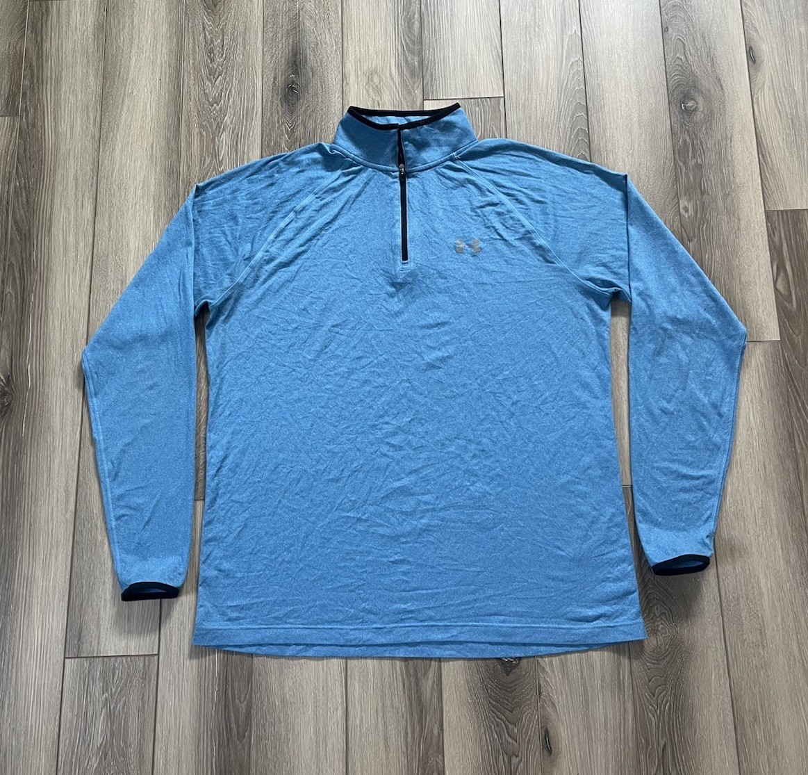 Under Armour Run Jacket 1/4 Zip Fitted AllSeasonGear Athletic Blue Mens Sz XL gallery