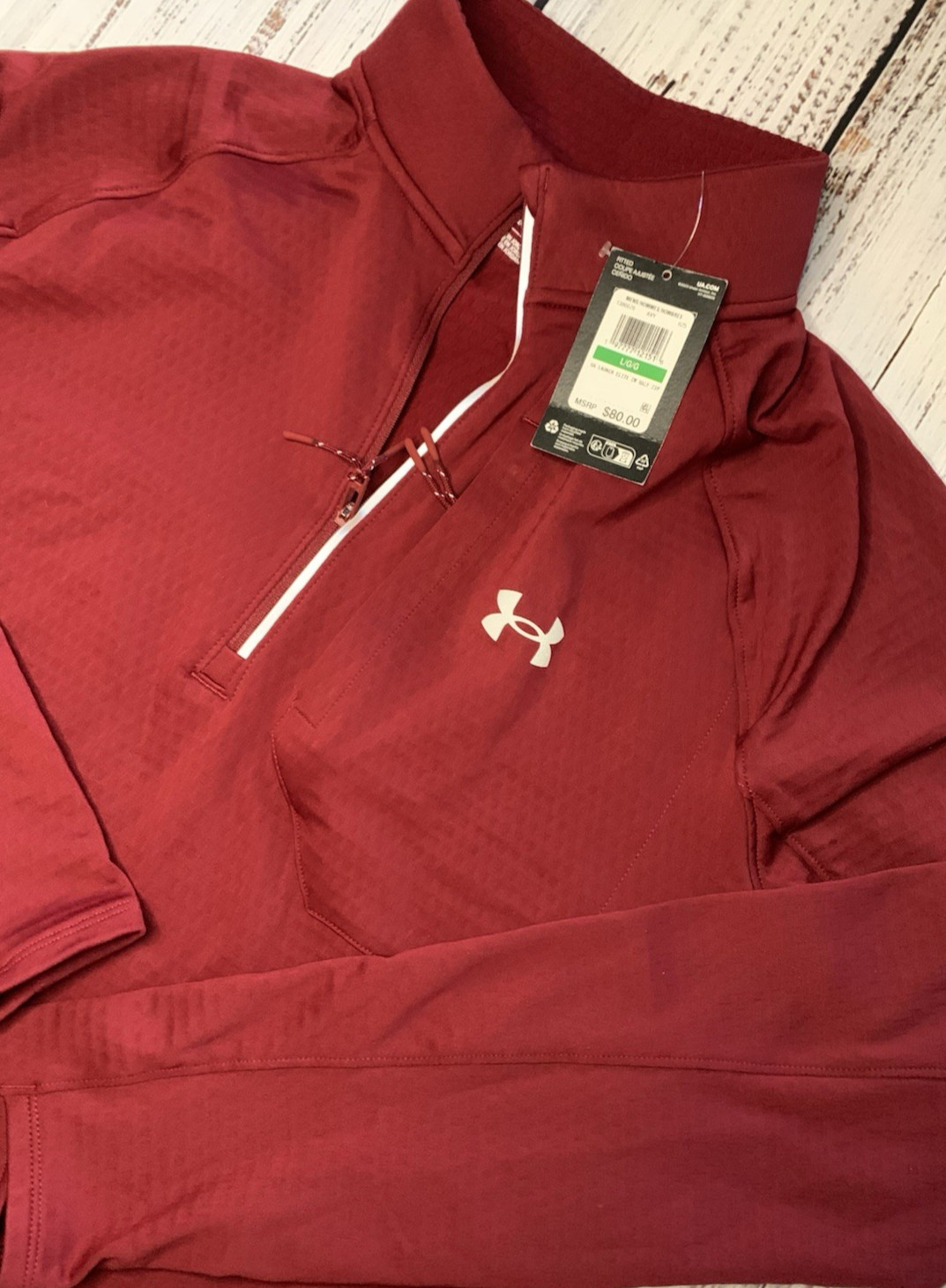 Under Armour Men's LARGE Launch Elite ColdGear Half 1/4 Zip Jacket Burgundy NEW gallery