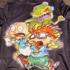 Nickelodeon Rugrats 91 Mesh Button-Front Jersey T-Shirt Black Men’s M