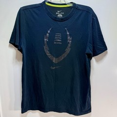 Nike Dri-Fit T-Shirt Faded Black With Metallic Silver Football Logo Men’s L