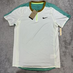 Nike Tennis Shirt Mens Medium Tall White Teal Green DriFit DR6510-101 Pickleball