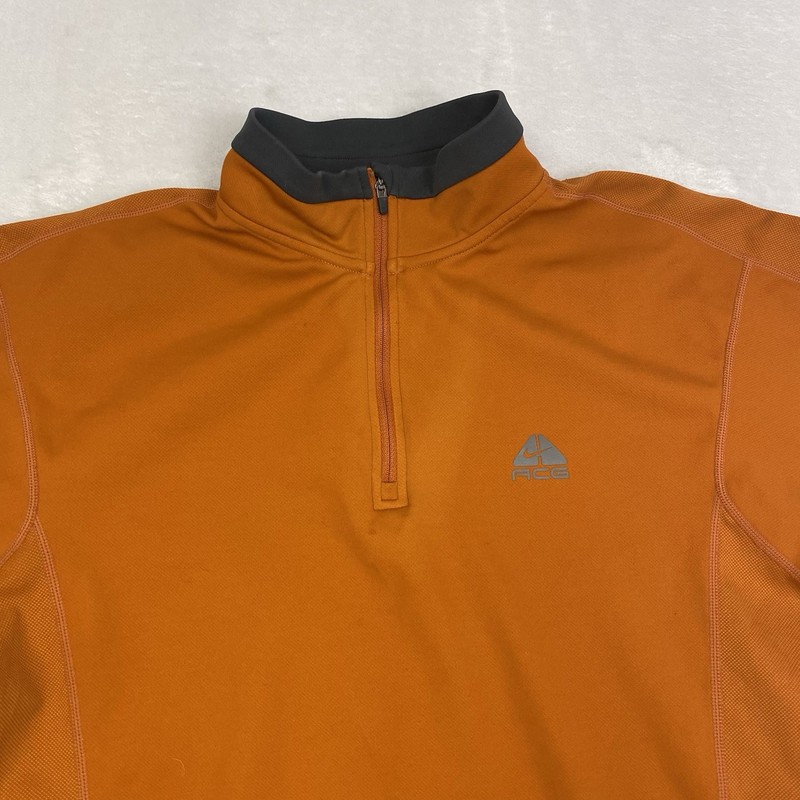 Nike ACG FitDry 1/4 Zip Pullover M Orange Fleece Base Layer Hiking Shirt VTG Y2K gallery