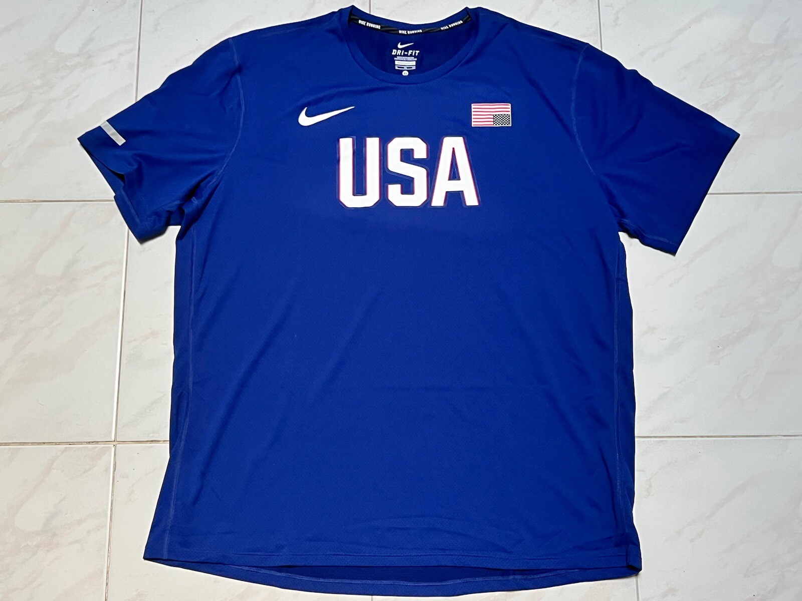 Nike Team USA Track & Field Running Dri Fit T Shirt Rare Mens XL 743455 443 gallery