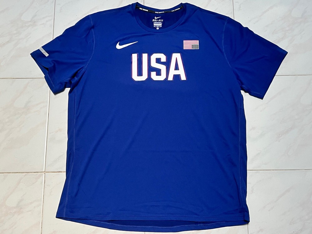 Nike Team USA Track & Field Running Dri Fit T Shirt Rare Mens XL 743455 443