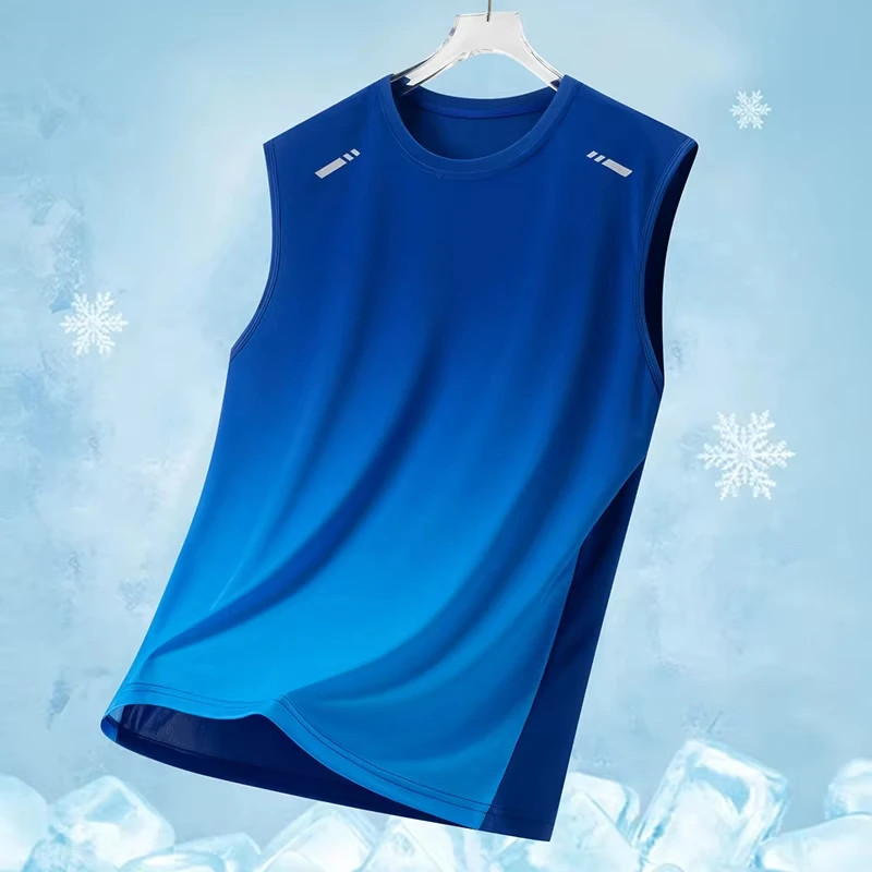 Simple Gradient Graphic Gym Tank Tops For Men Summer Fashion Fitness Sports 3D P gallery