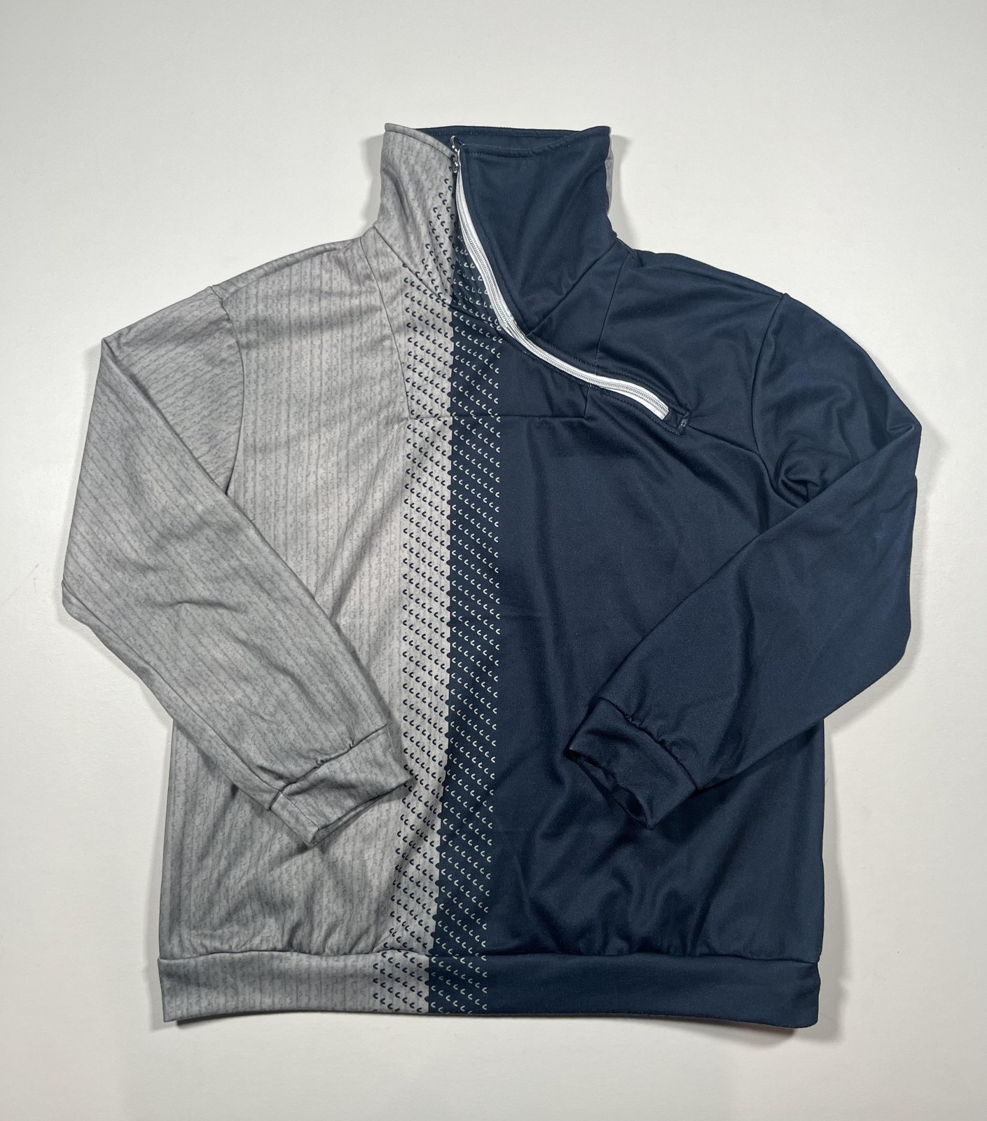ACEGOLFS Pullover Mens Large Blue Gray Asymmetrical Quarter Zip Golf Athletic gallery