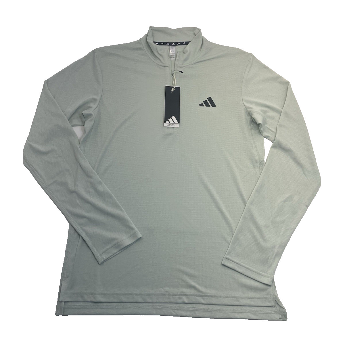 New ADIDAS Men's Small Aero Ready TR-ES 1/4 Zip Shirt Linen Green w/Black Logo gallery