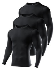 Niksa 3 Pack Long Sleeve Compression Shirts for Men Cool Dry Athletic Undersh…