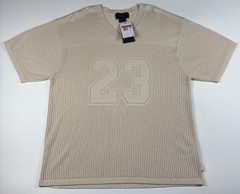 Nike Air Jordan Knit Jersey Mens L Brown Sail Linen Jacquard V-Neck HQ0766-203