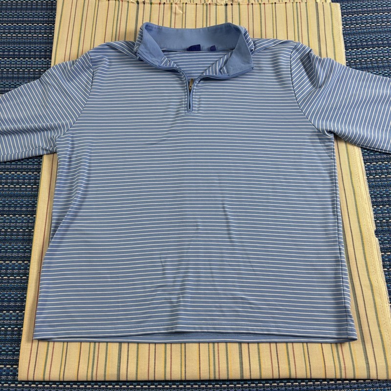 FootJoy Pullover Mens XL Blue Stripe Quarter Zip Golf Long Sleeve Shirt Casual gallery