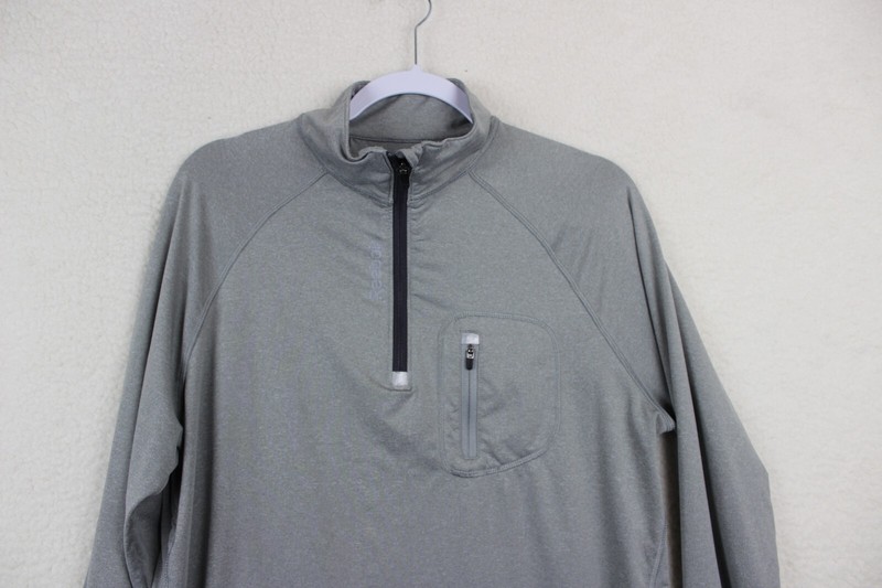 Reebok Quarter Zip Pullover Long Sleeve Grey Athletic Running Shirt Thumb Holes gallery