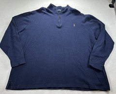 Polo Ralph Lauren 1/4 Zip Pullover Men 3XLT Navy Blue Fade Estate Rib Flesh Pony