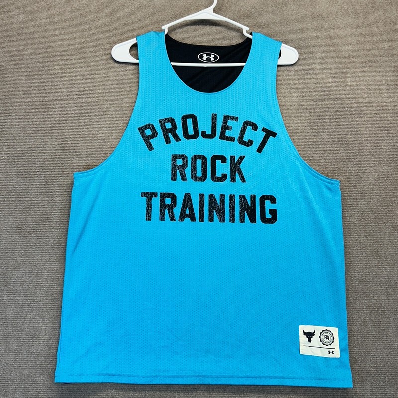 Project Rock Reversible Tank Men's Large Training Mesh Black Teal Under Armour gallery