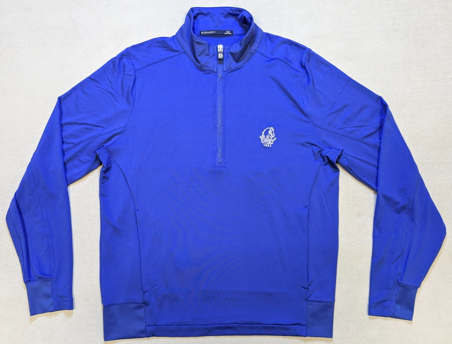 B Draddy Pullover Mens Medium Blue Golf Performance Zip Pockets Stretch Shirt gallery