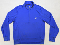 B Draddy Pullover Mens Medium Blue Golf Performance Zip Pockets Stretch Shirt