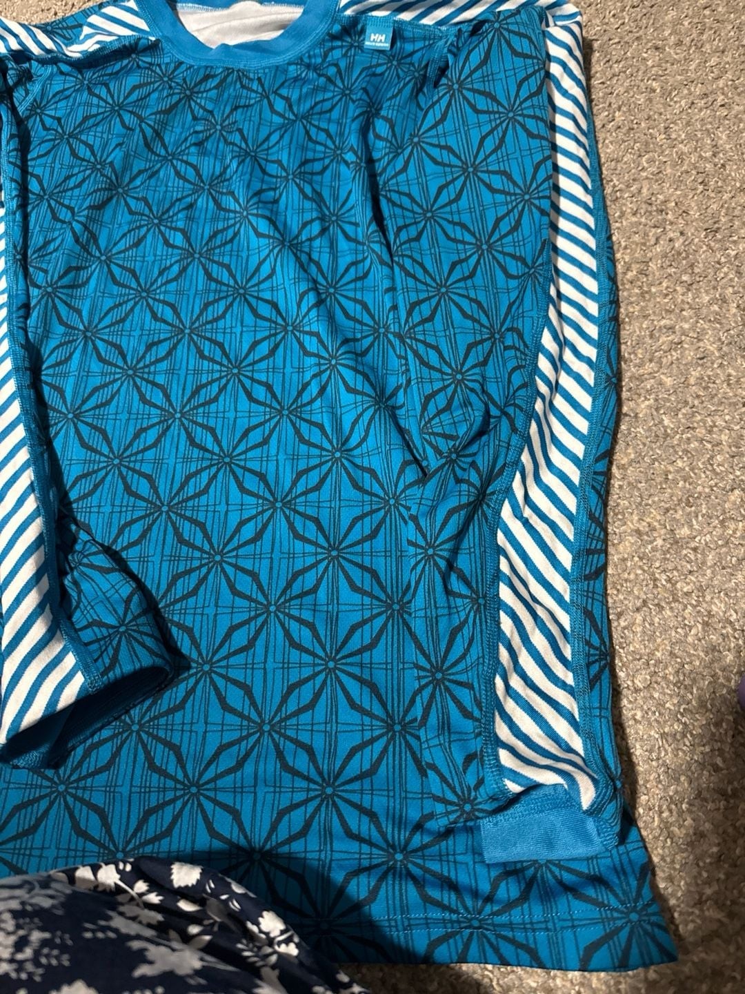 Helly Hansen Men's Blue Geometric LIFA Base Layer Long Sleeve Top gallery