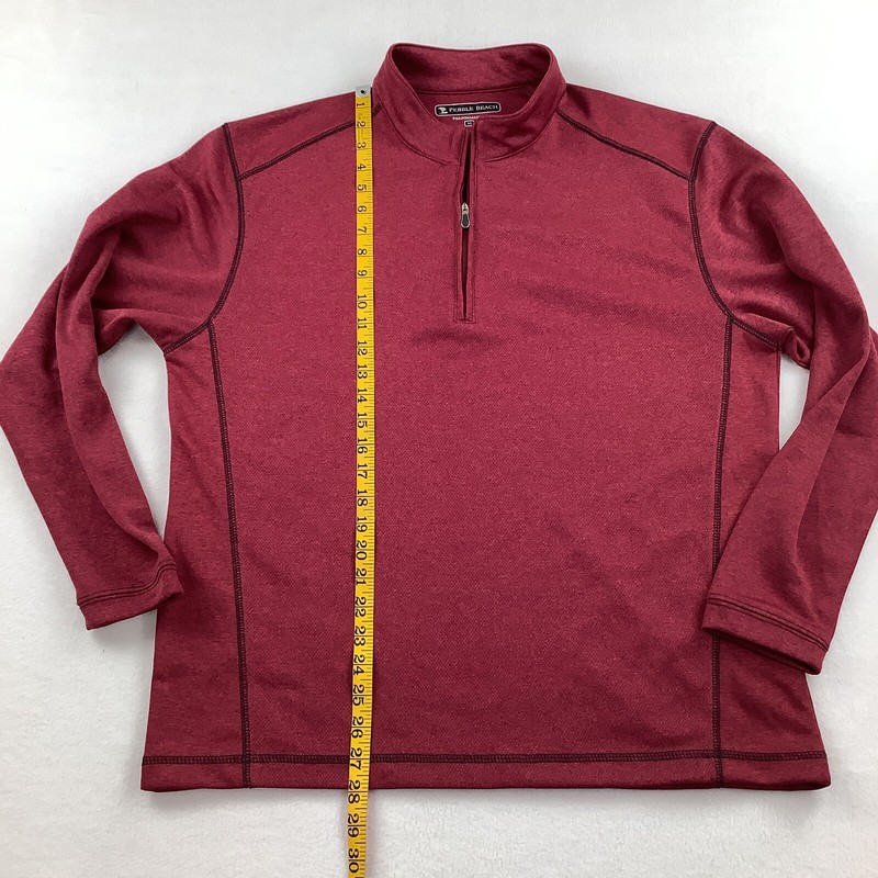 Pebble Beach Men’s Medium Performance 1/4 Zip Pullover Long Sleeve Burgundy Golf gallery