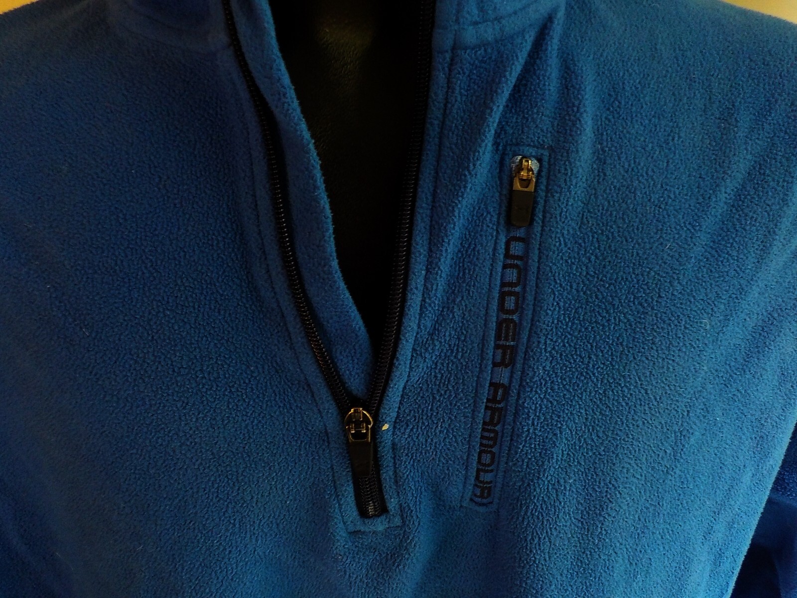 UNDER ARMOUR Mens LS 1/4 Zip Pullover Fleece Blue Polyester SZ 2XL gallery