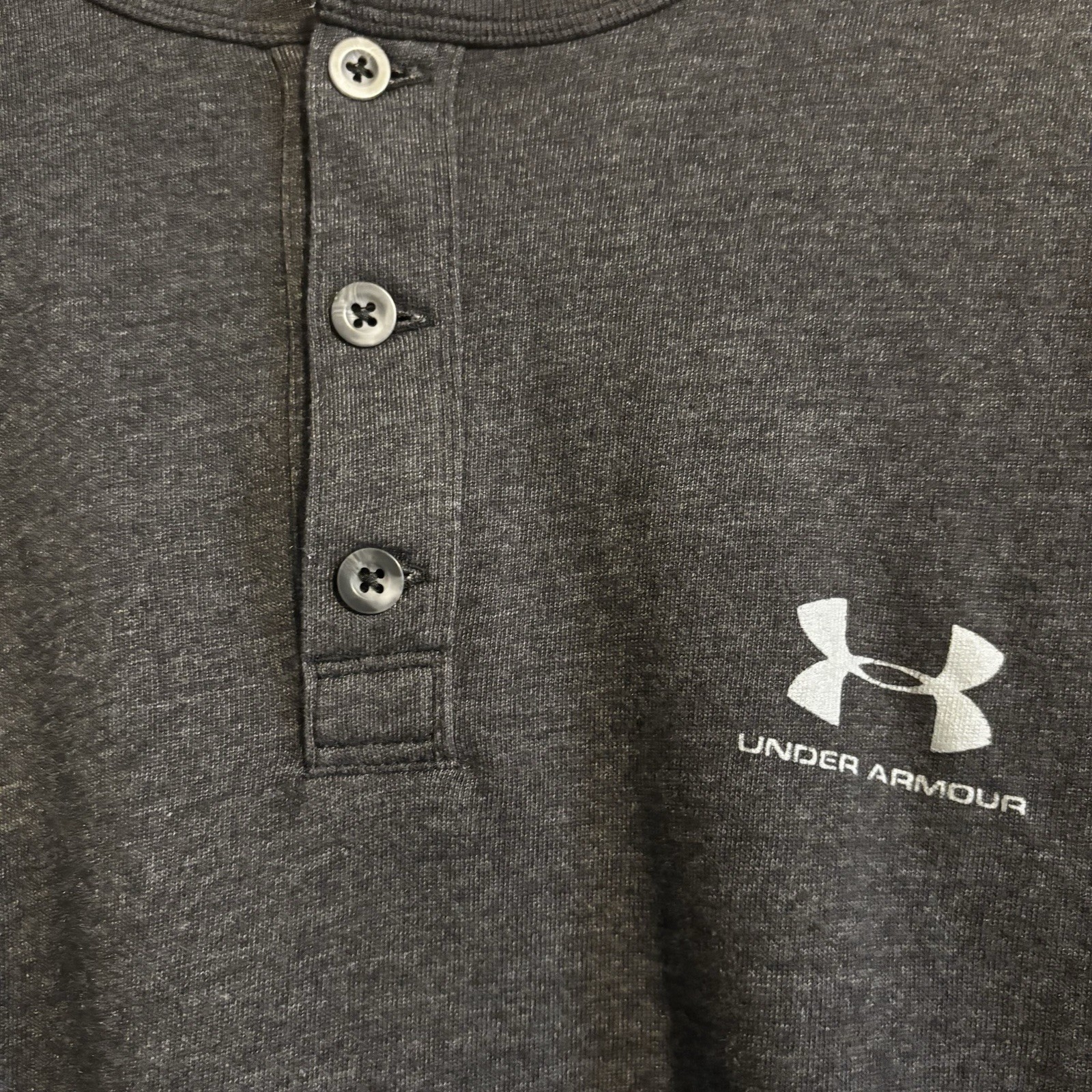 🔥RARE Under Armour 3 Button Charcoal Gray Henley Size XL gallery