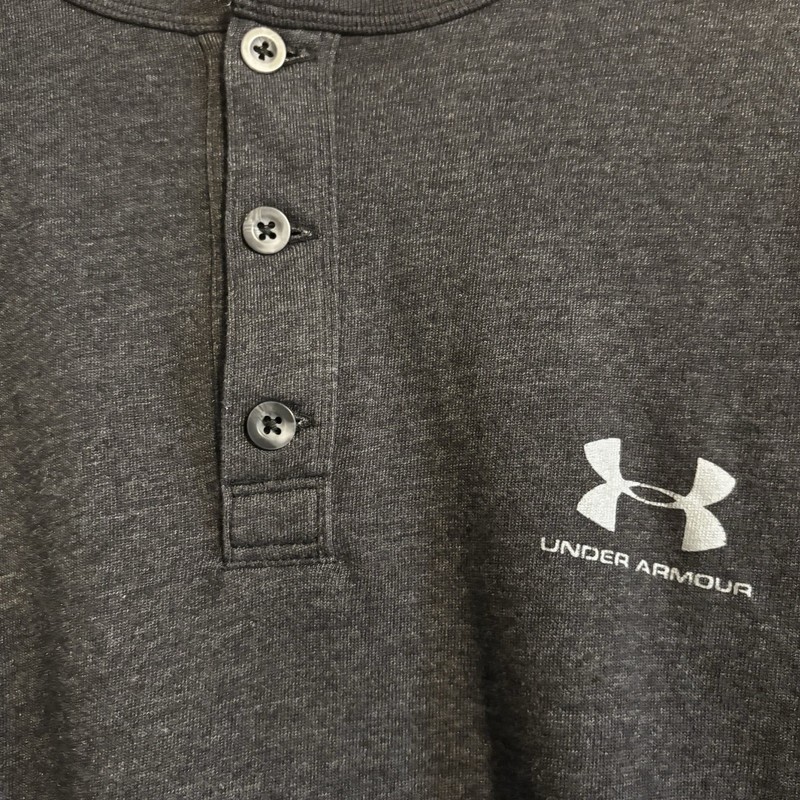🔥RARE Under Armour 3 Button Charcoal Gray Henley Size XL gallery